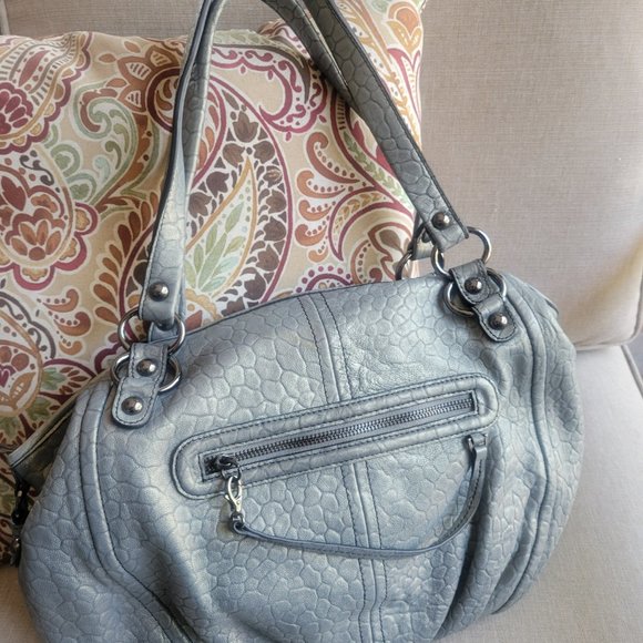 Lodis Handbags - LODIS Pearlized Pewter Silver Hobo Genuine Leather Handbag